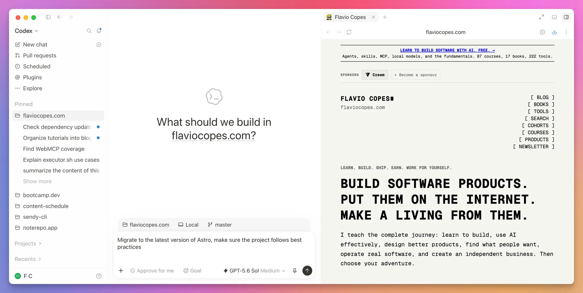 A local site open in the Codex browser