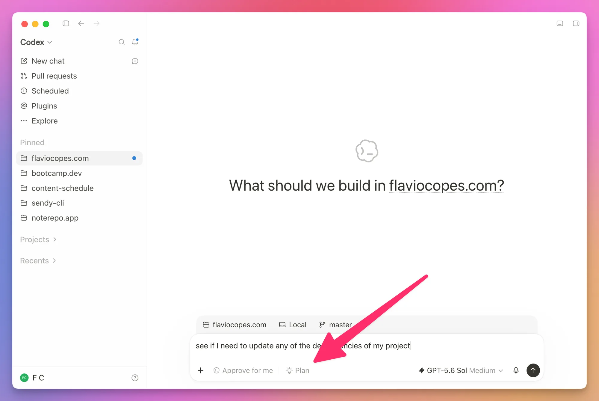 Starting a task in Plan mode