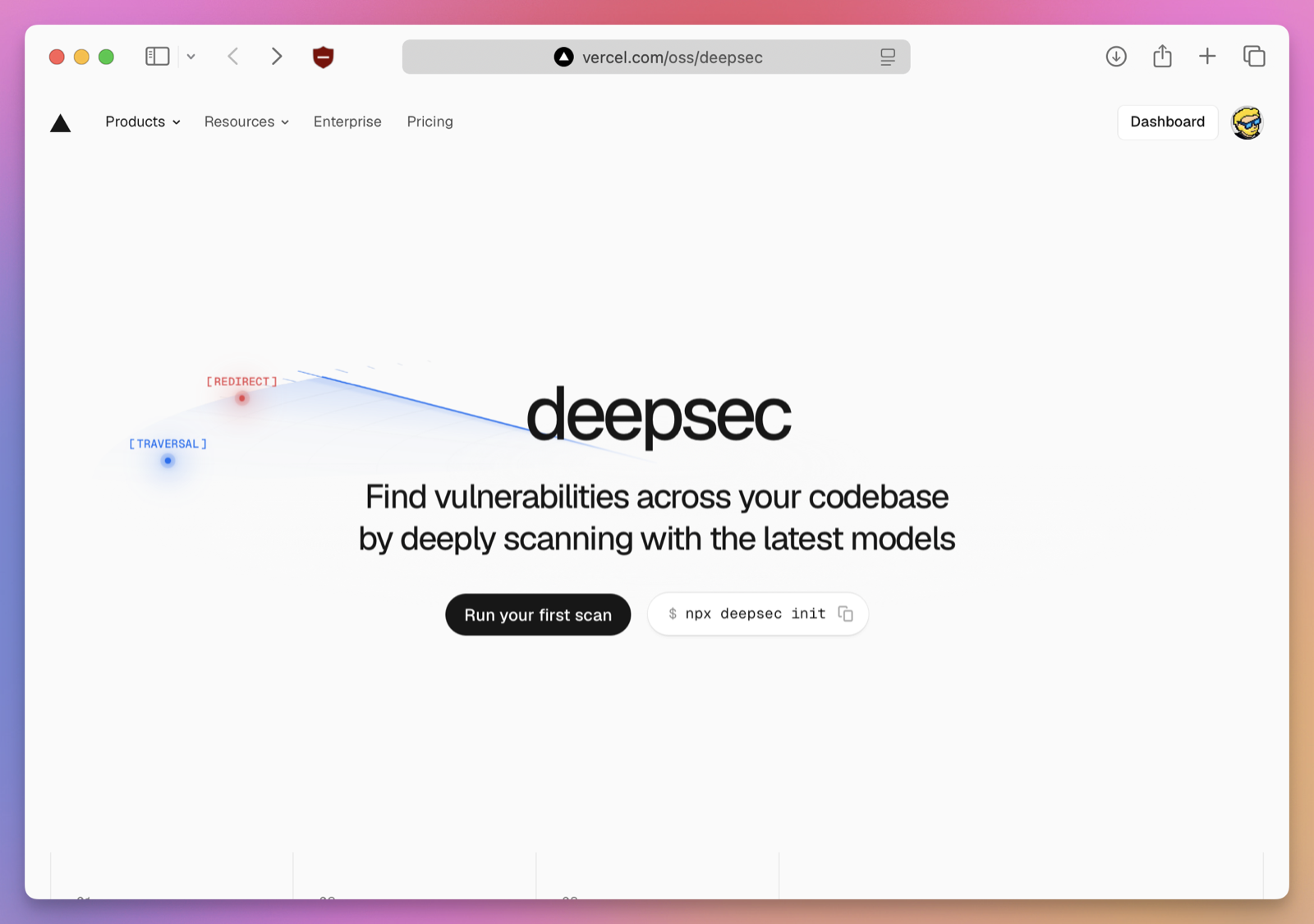 The DeepSec page on the Vercel website
