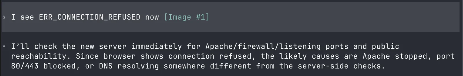 Asking Codex about the connection refused error