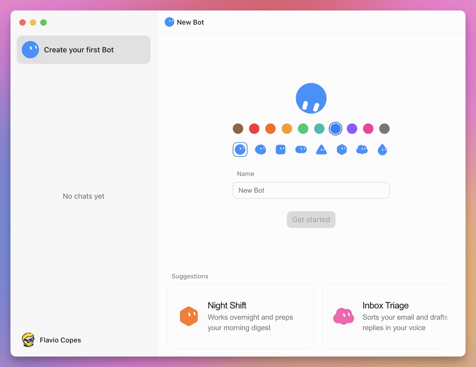 The Grok Bot screen for naming and choosing the appearance of your first Bot
