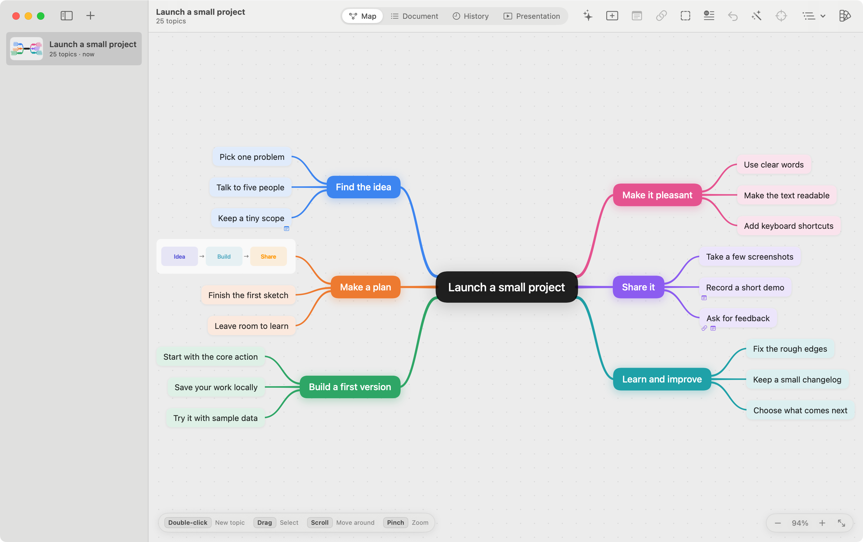 The sample map using the Boxes theme