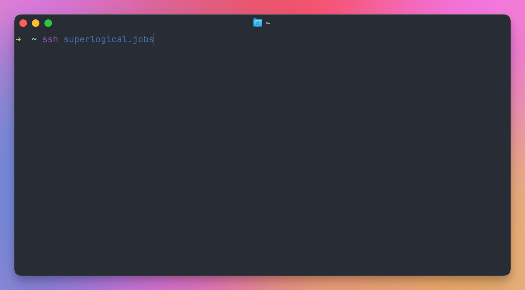 The ssh superlogical.jobs command typed in a terminal