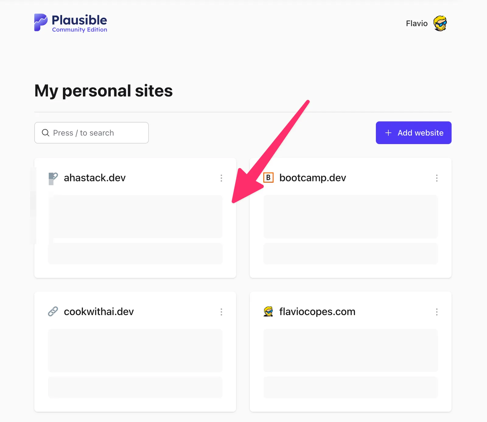 Empty area in the Plausible dashboard