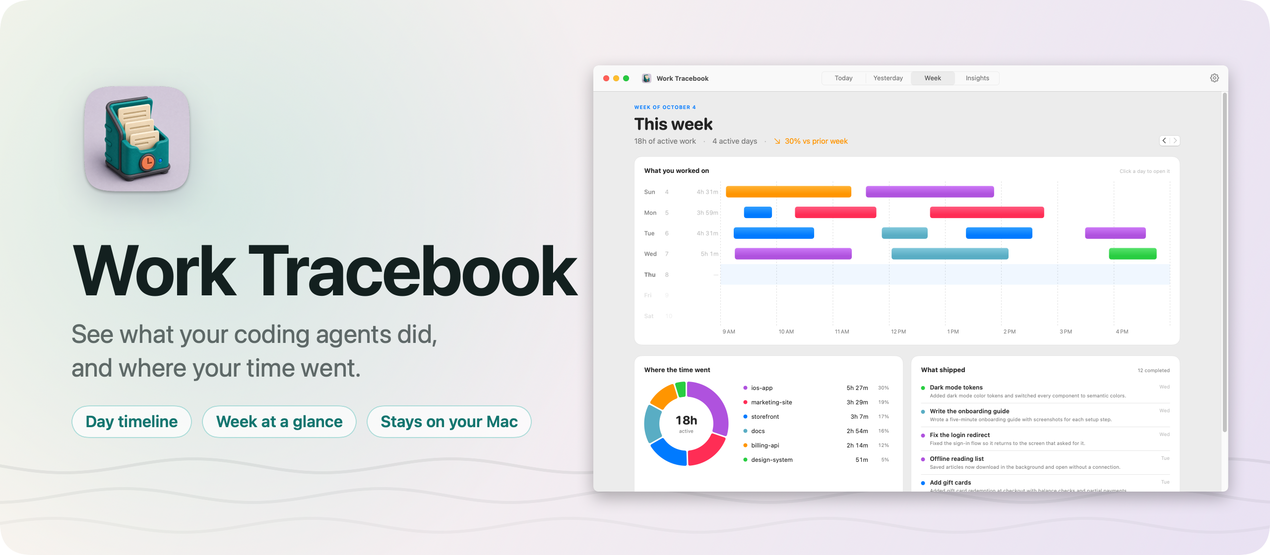 Work Tracebook, a timeline of what your coding agents did